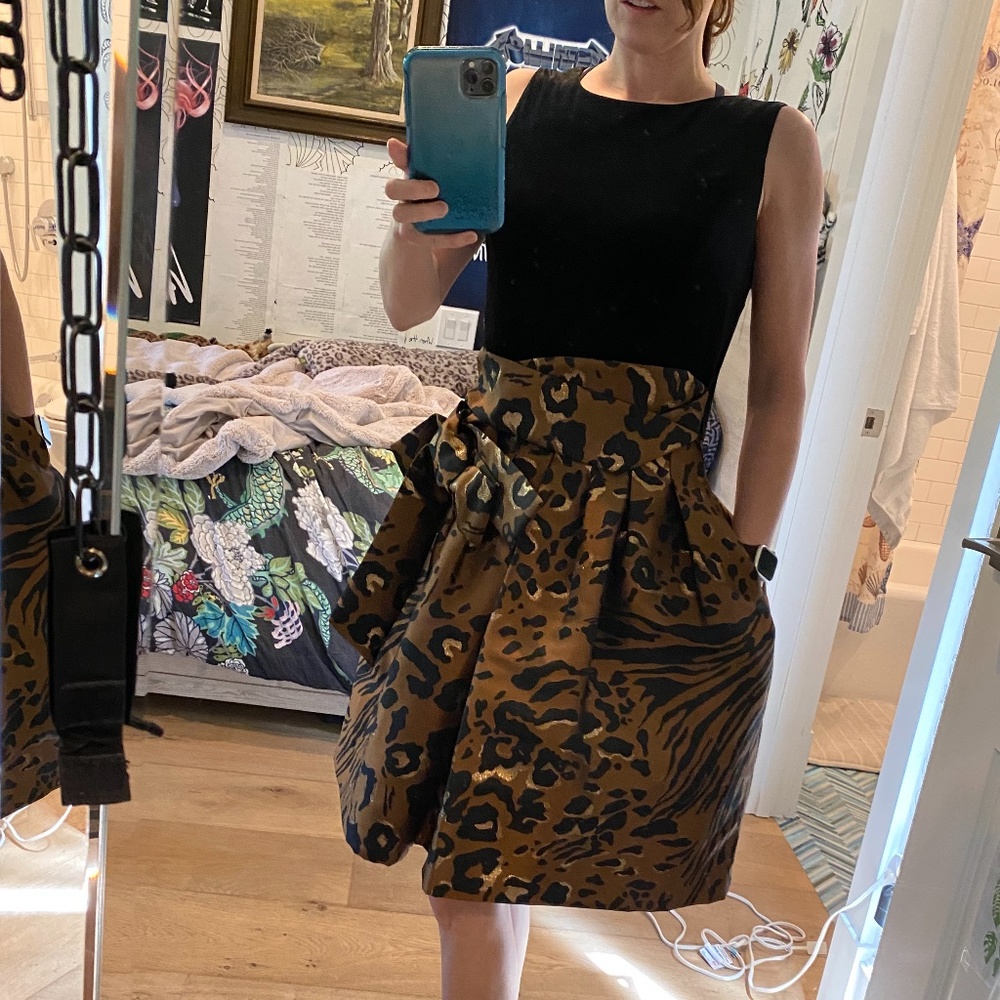 Tahari velvet animal print semi formal dress